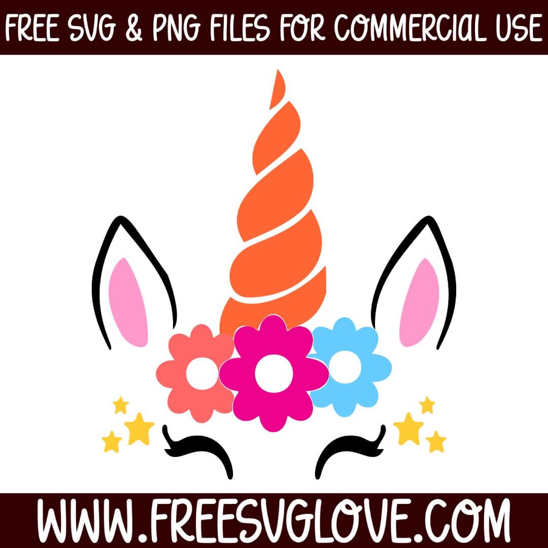 unicorn face with flowers svg cut file for cricut