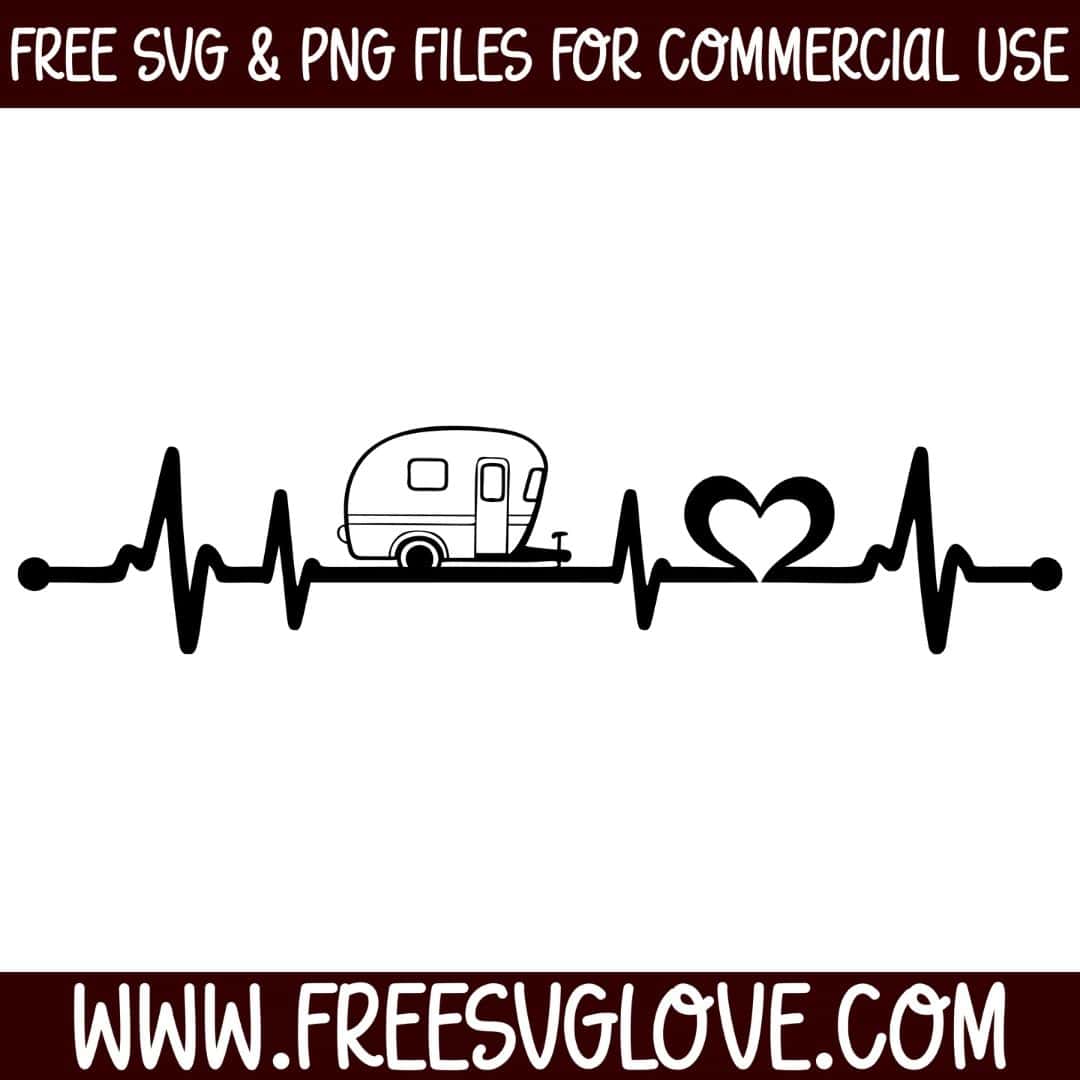 Camper Heartbeat SVG Cut File For Cricut