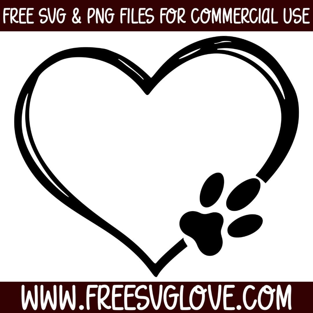 Cat Paw Print With Heart SVG Cut File For Cricut