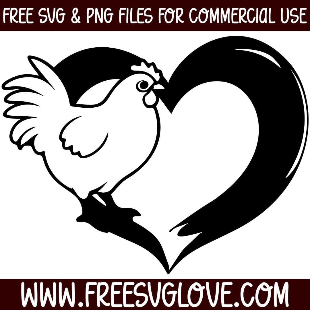 chicken with heart svg cut file for cricut