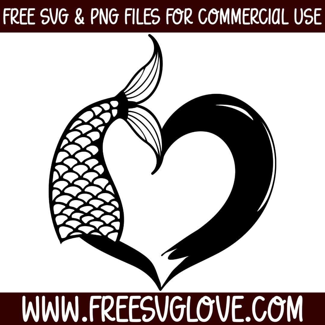 Mermaid Tail With Heart SVG Cut File For Cricut