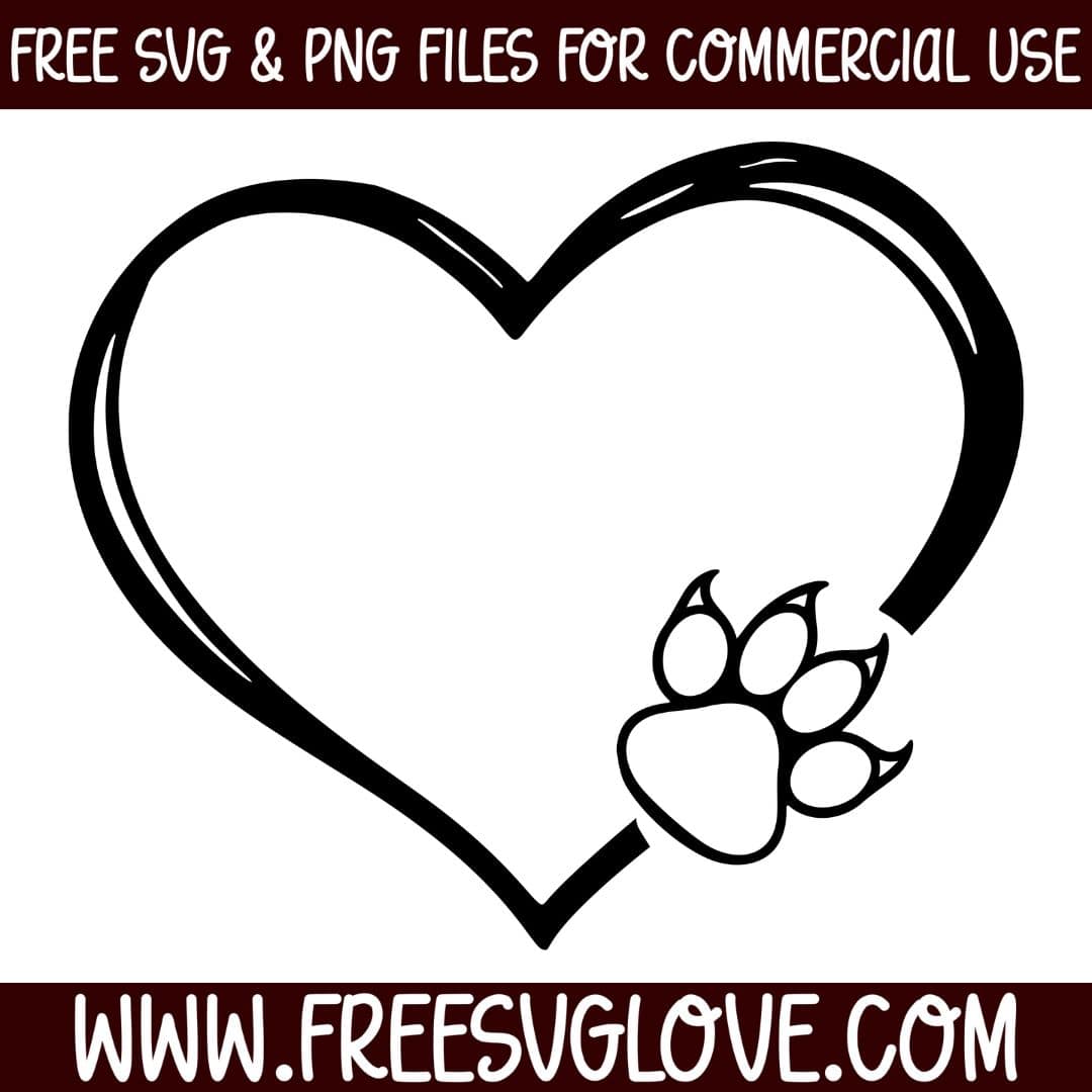 Tiger Paw Print With Heart SVG Cut File For Cricut