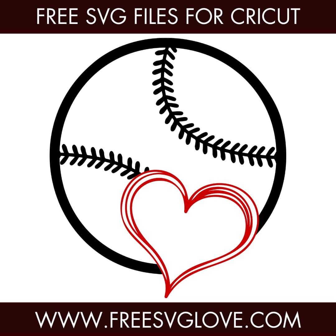 Baseball Heart SVG Cut File For Cricut