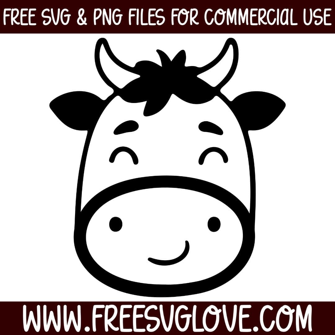 Cute Cow Face SVG Cut File For Cricut