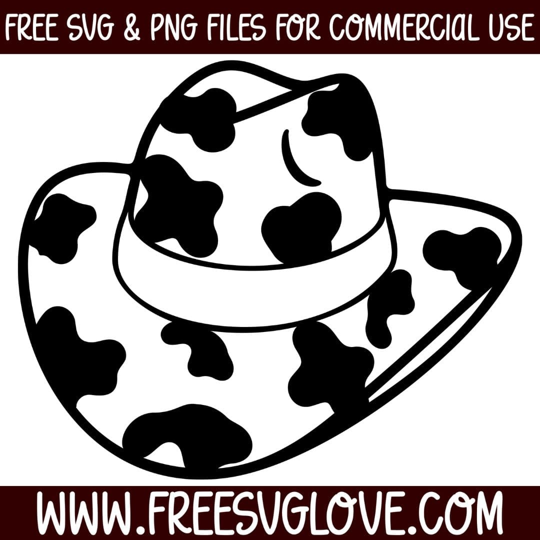 Cow Print Cowgirl Hat SVG Cut File For Cricut