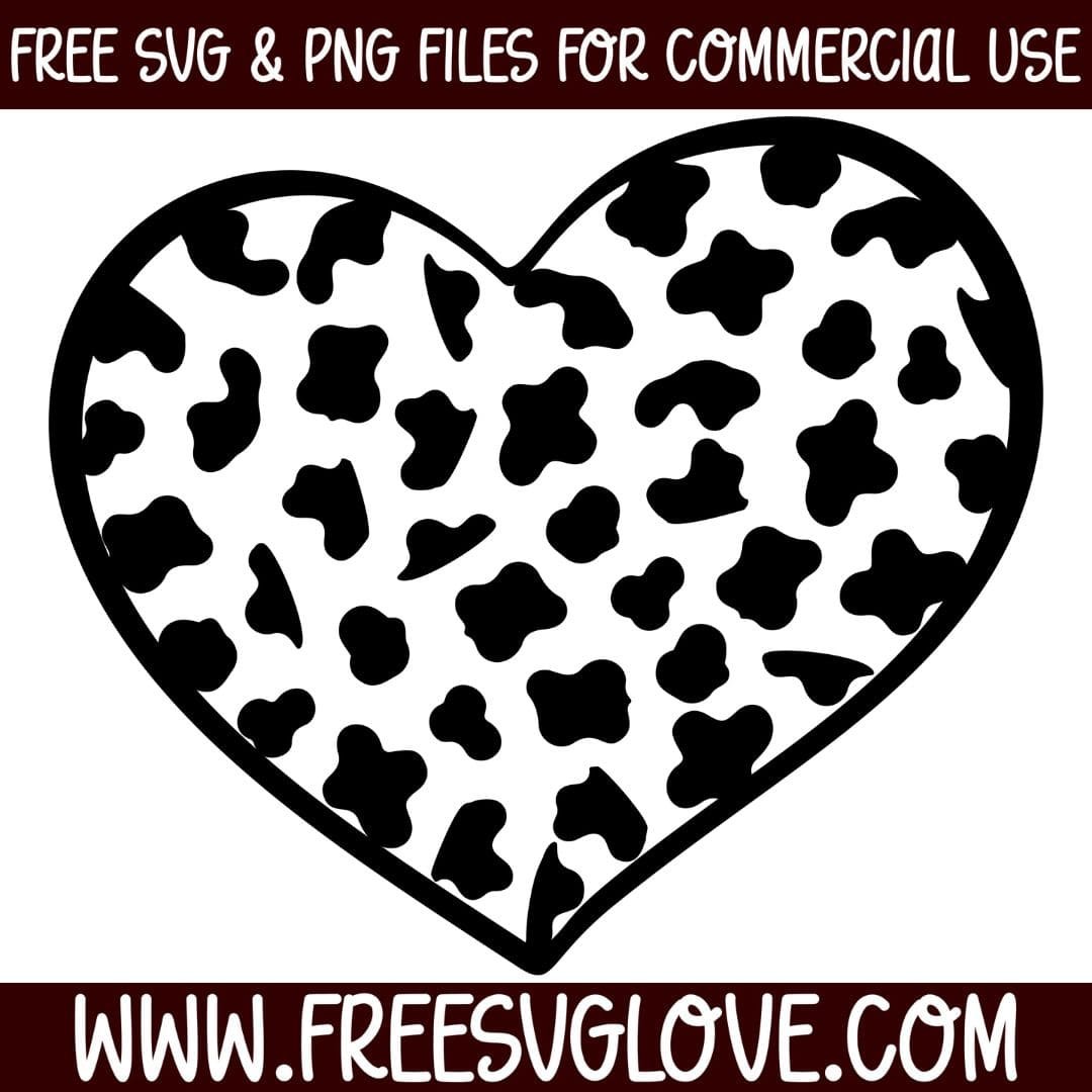 Cow Print Heart SVG Cut File For Cricut