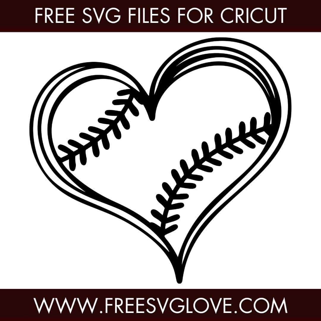 Doodle Baseball Heart SVG Cut File For Cricut