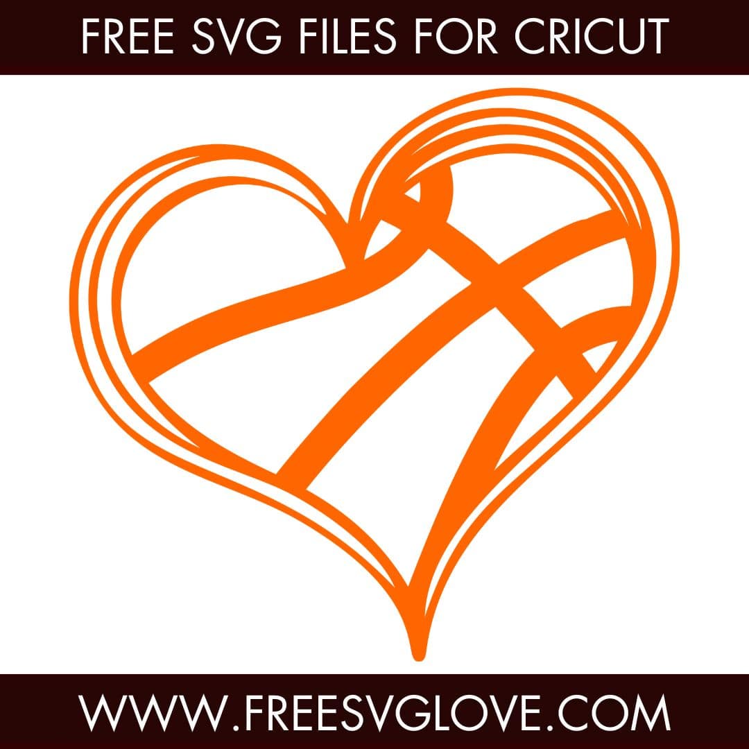 Doodle Basketball Heart SVG Cut File For Cricut