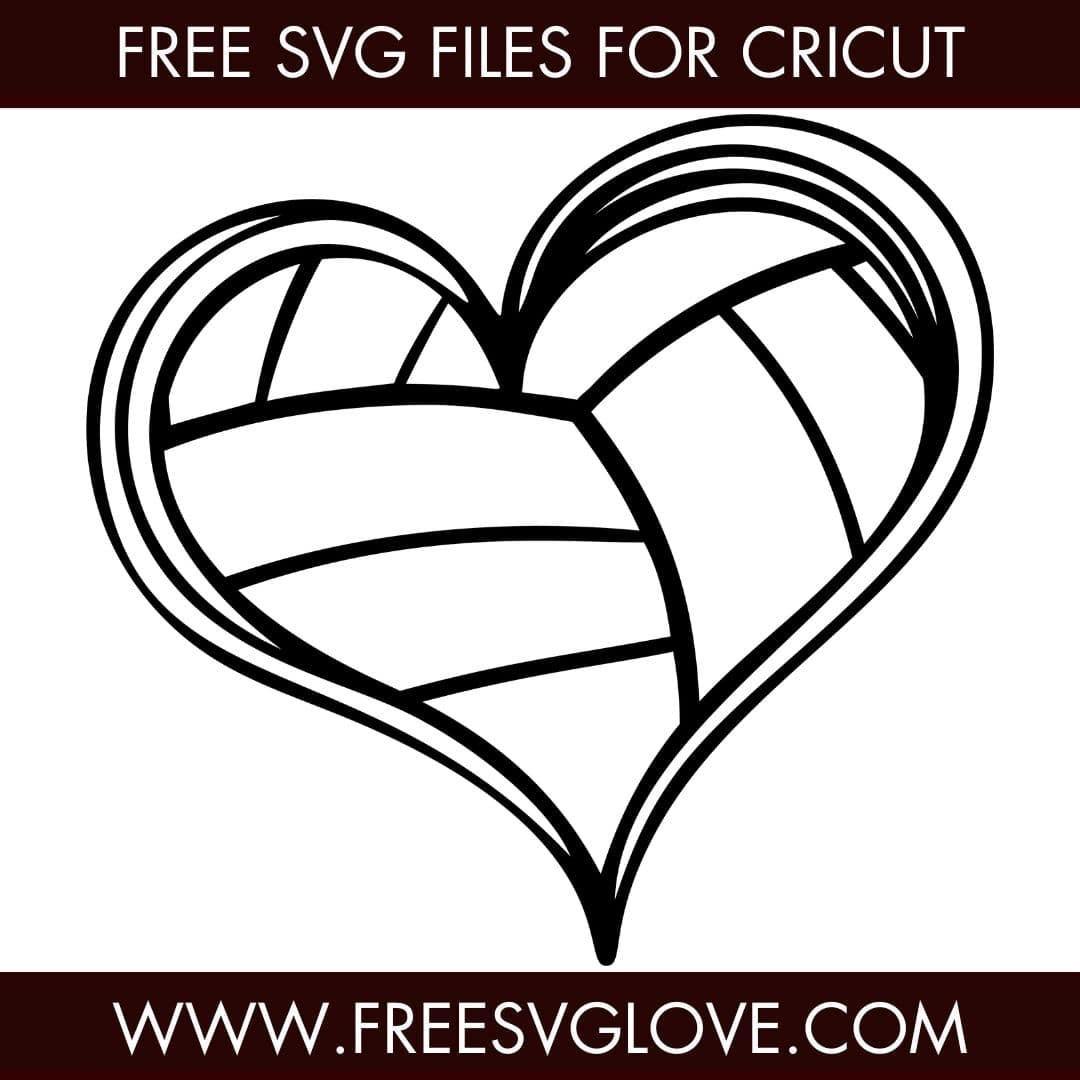 Doodle Volleyball Heart SVG Cut File For Cricut