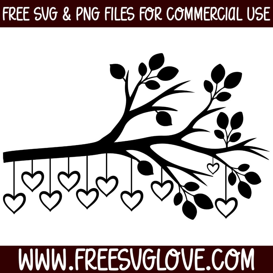 Family Tree Branch With 10 Hearts SVG Cut File For Cricut