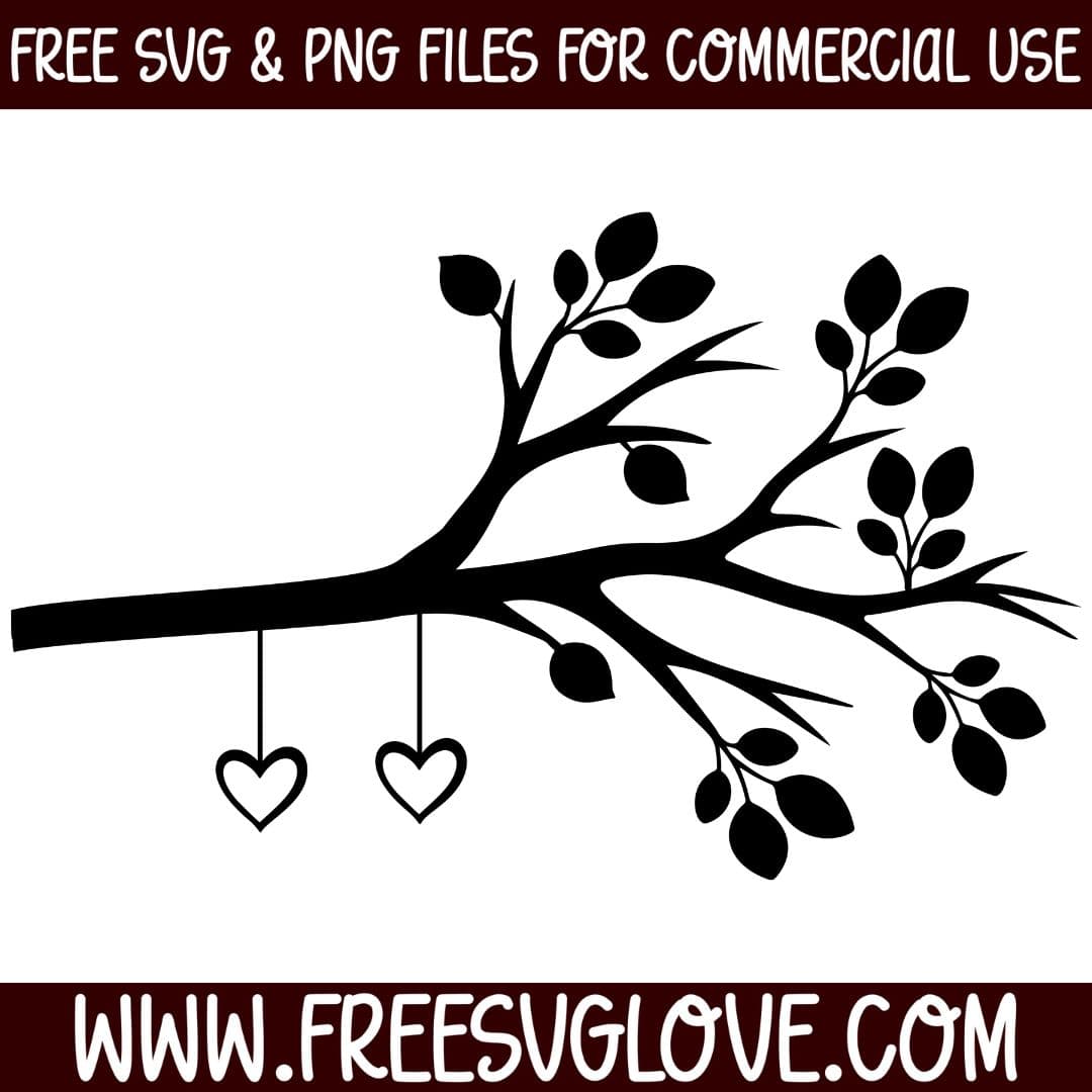 Family Tree Branch With 2 Hearts SVG Cut File For Cricut