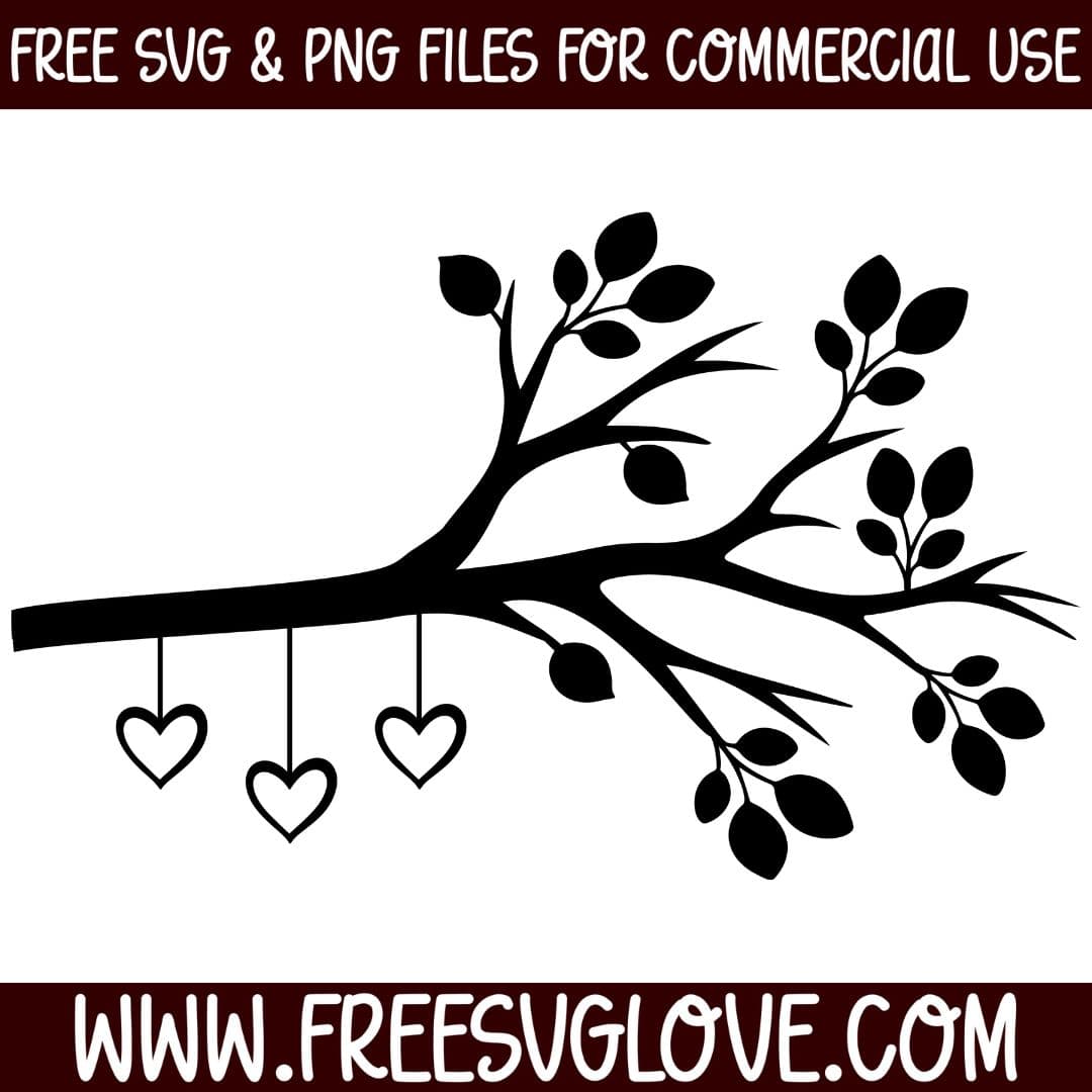 Family Tree Branch With 3 Hearts SVG Cut File For Cricut
