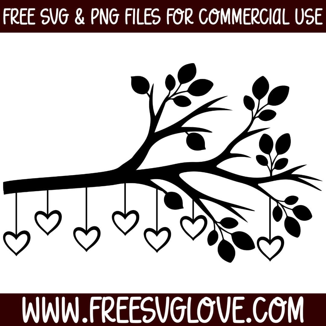 Family Tree Branch With 7 Hearts SVG Cut File For Cricut
