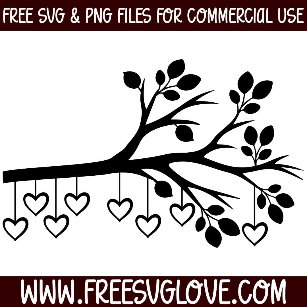 Family Tree Branch With 8 Hearts SVG Cut File For Cricut