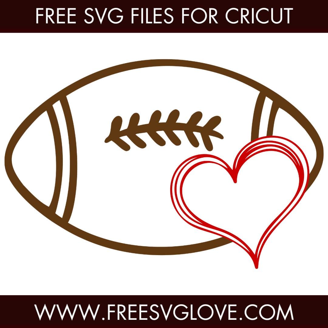 Football Heart SVG Cut File For Cricut