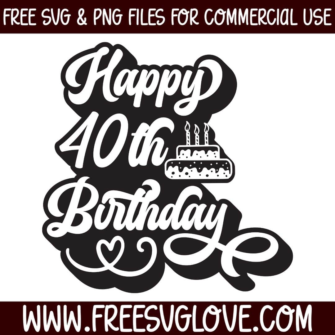 Happy 40th Birthday SVG Cut File For Cricut