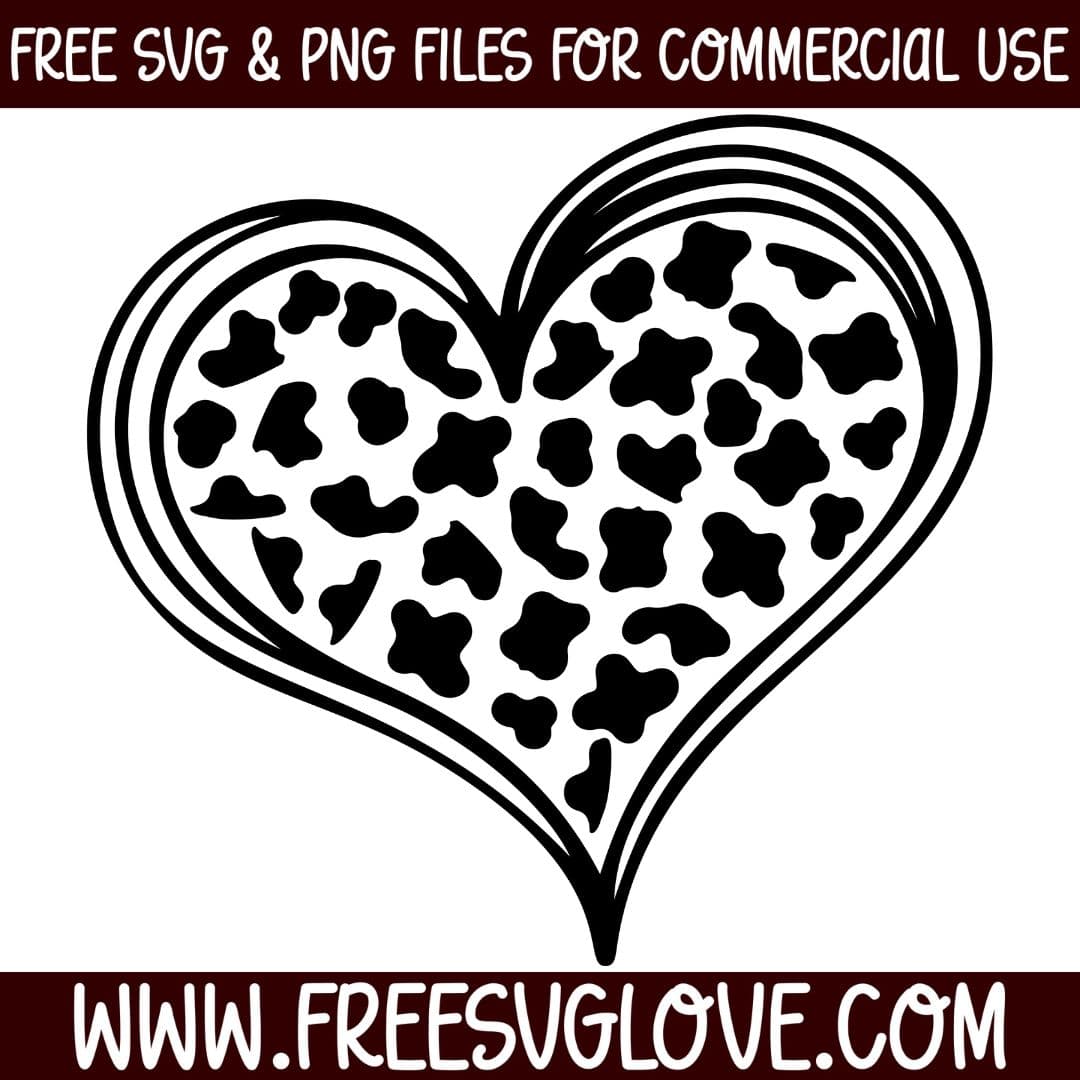 Heart Cowhide Print SVG Cut File For Cricut