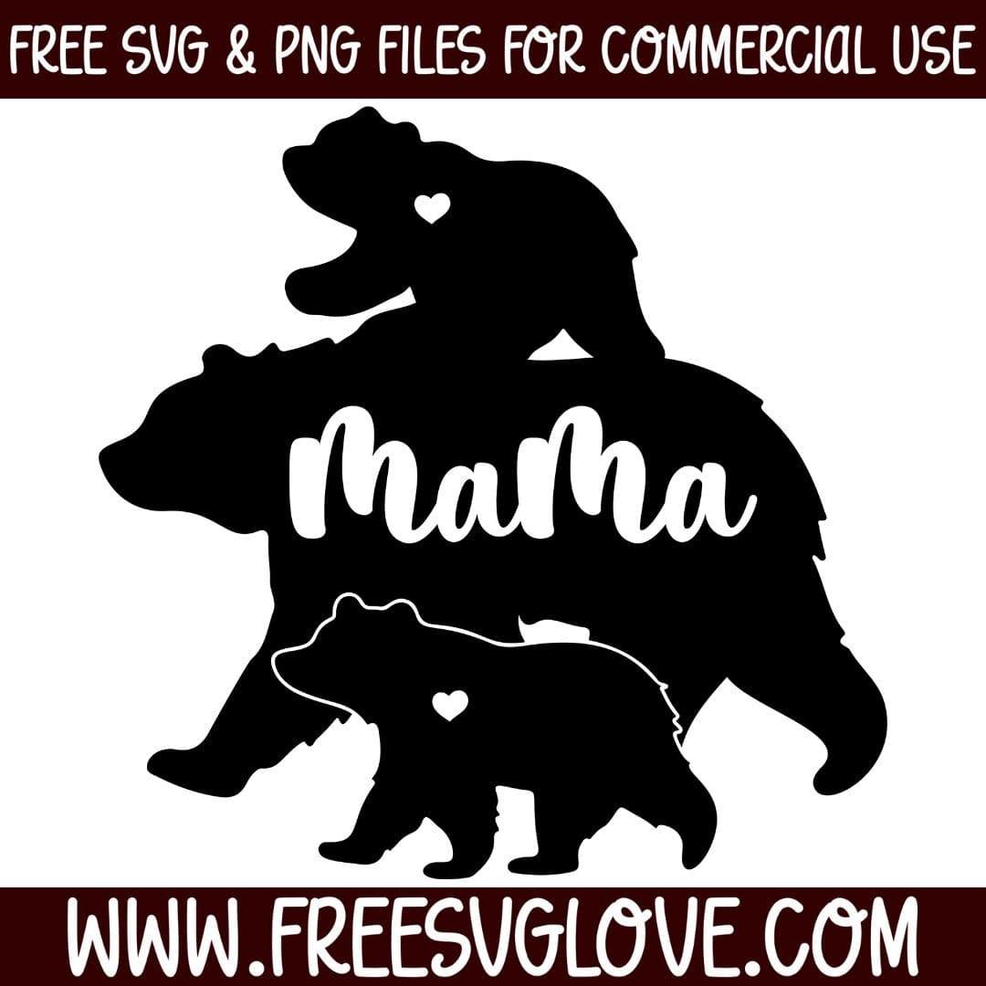 Mama Bear With 2 Cubs SVG Cut File For Cricut