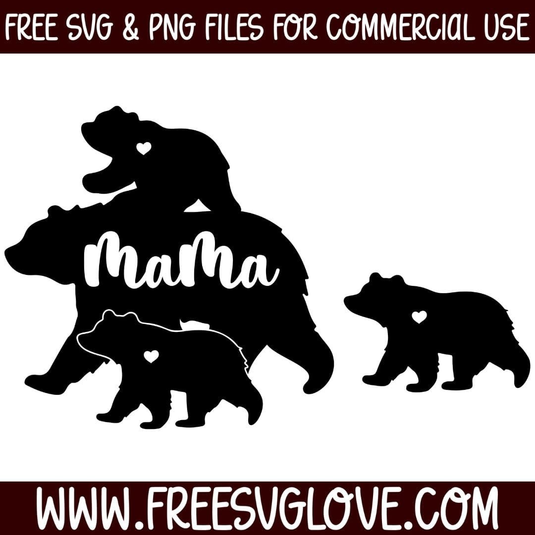 Mama Bear With 3 Cubs SVG Cut File For Cricut