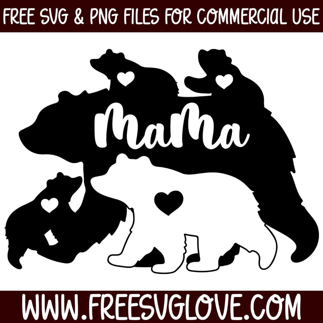 Mama Bear With 4 Cubs SVG Cut File For Cricut