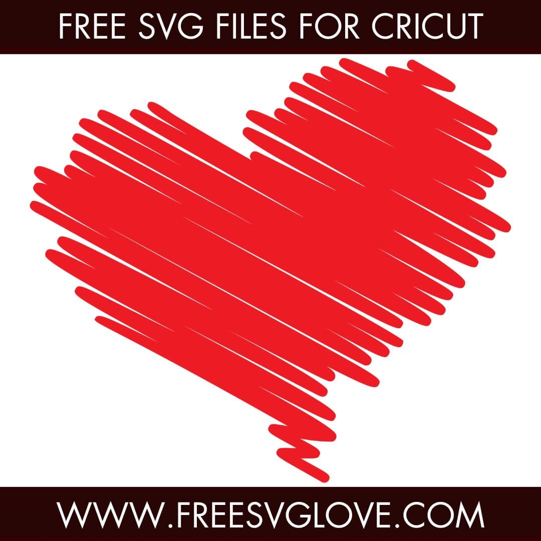 Red Scribble Heart SVG Cut File For Cricut