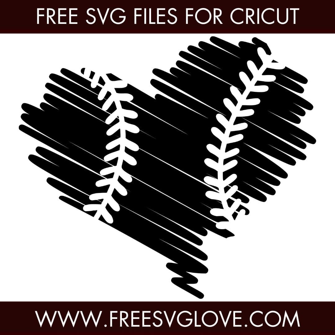 Scribble Baseball Heart SVG Cut File For Cricut