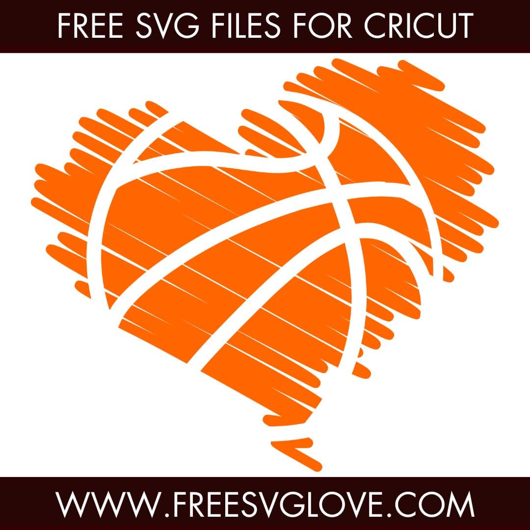 Scribble Basketball Heart SVG Cut File For Cricut
