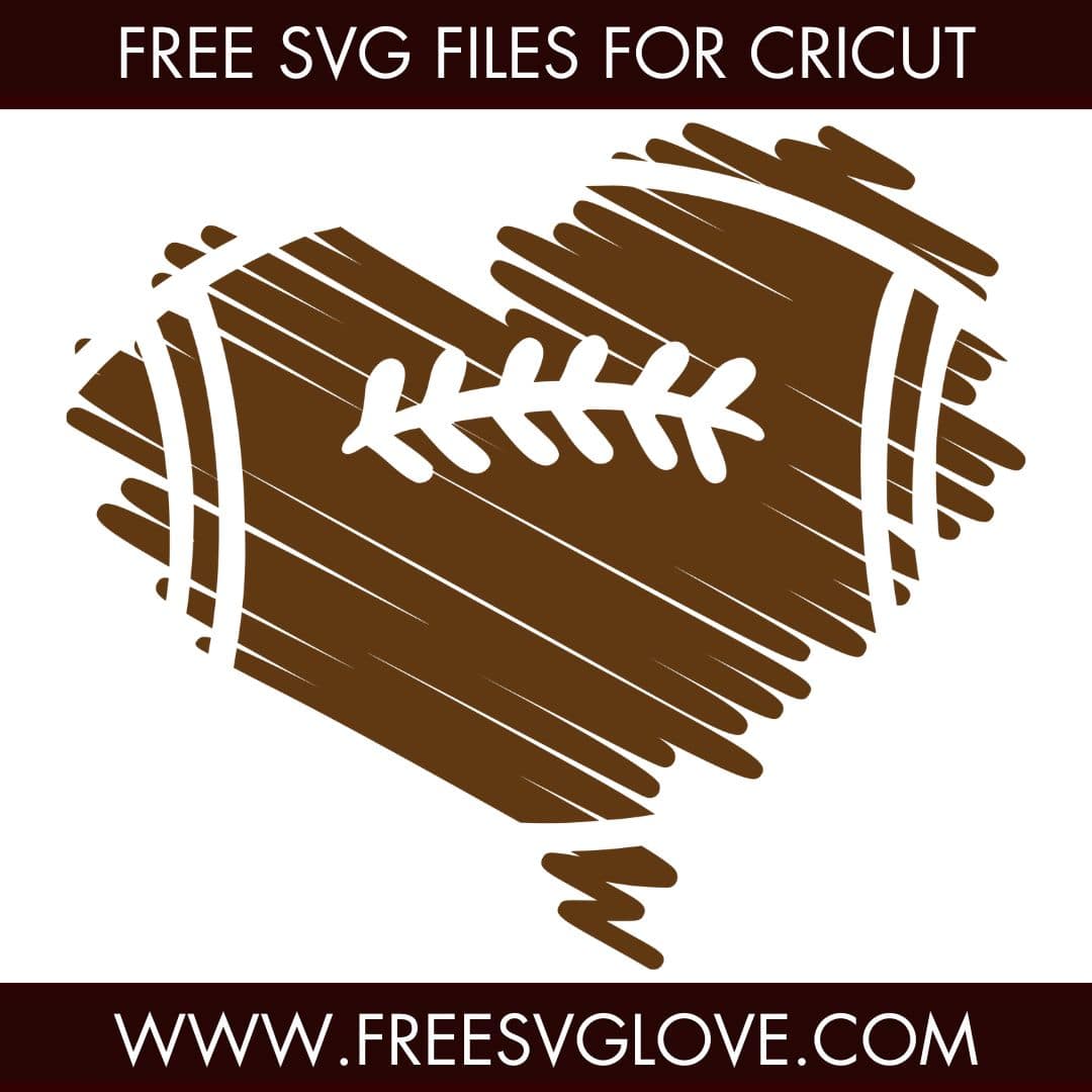 Scribble Football Heart SVG Cut File For Cricut