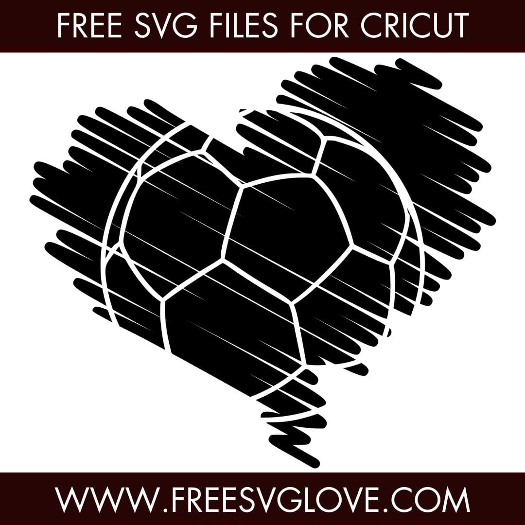 Scribble Soccer Ball Heart SVG Cut File For Cricut
