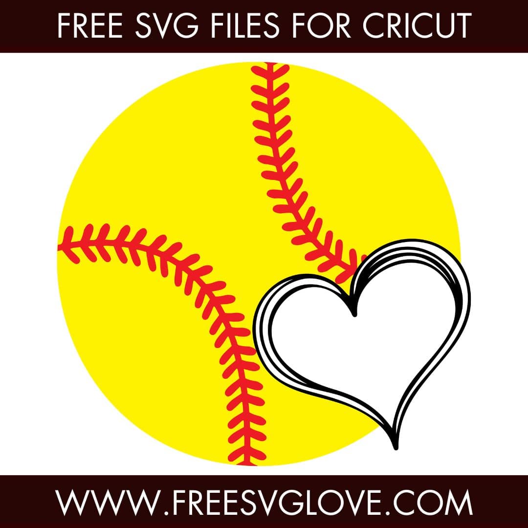 Softball Heart SVG Cut File For Cricut