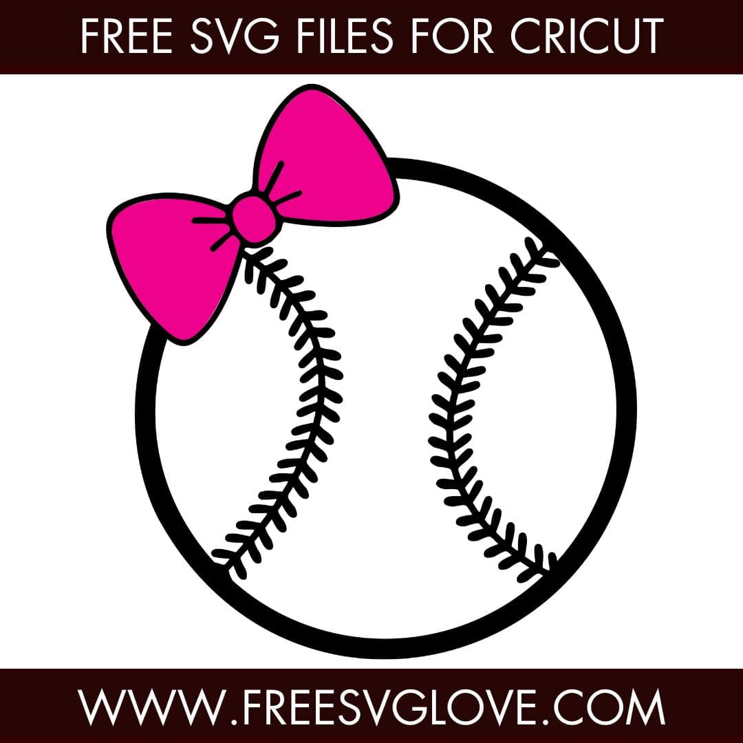 Baseball With Bow SVG Cut File For Cricut