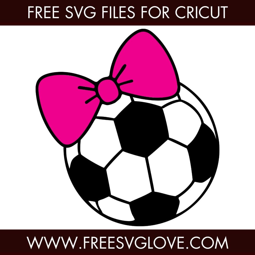 Soccer Ball With Bow SVG Cut File For Cricut