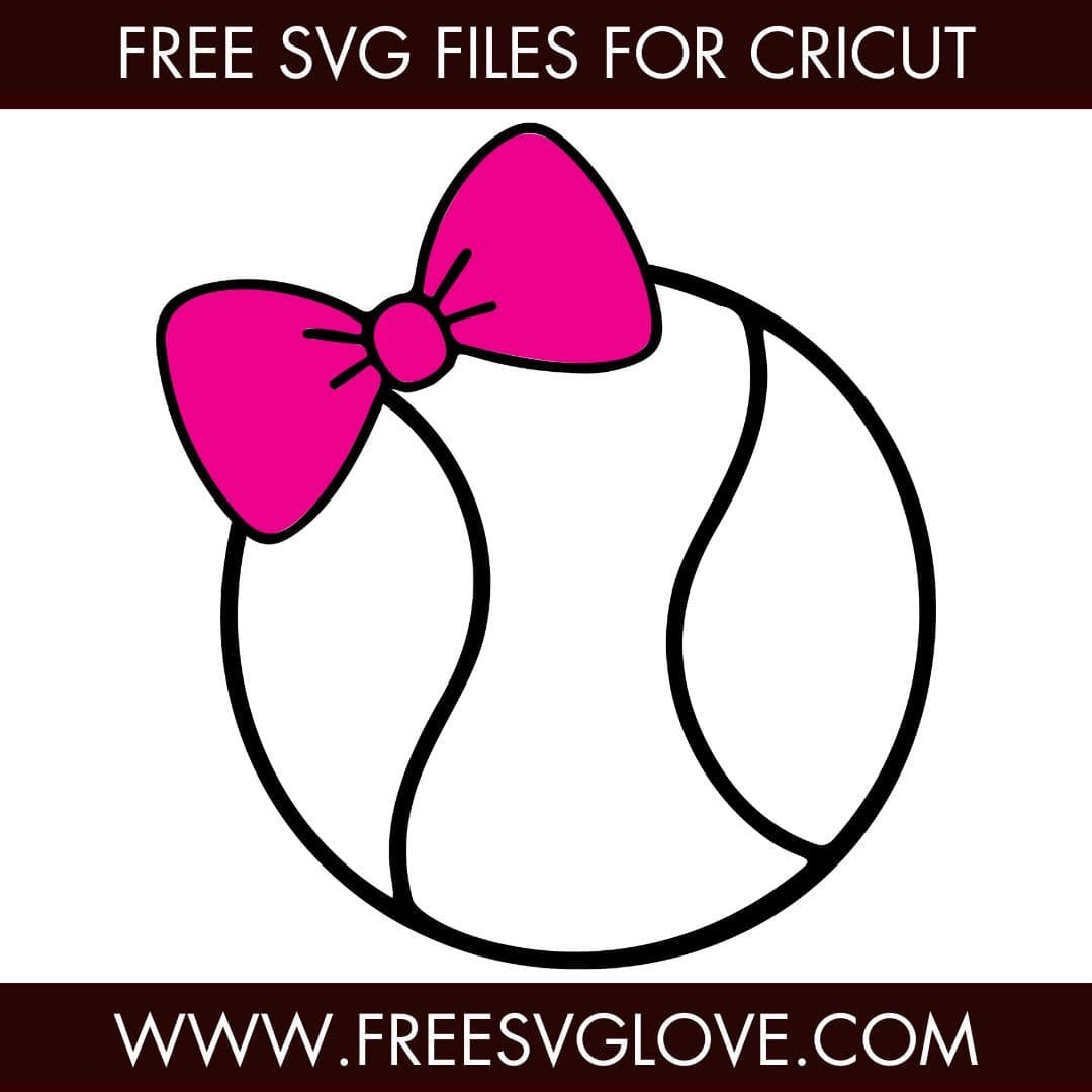 Tennis Ball With Bow SVG - Free SVG Love