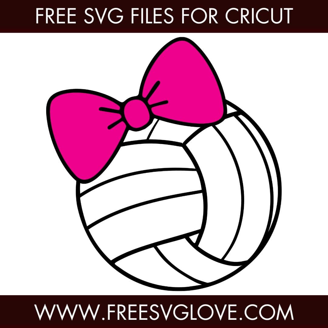 Volleyball With Bow SVG Cut File For Cricut