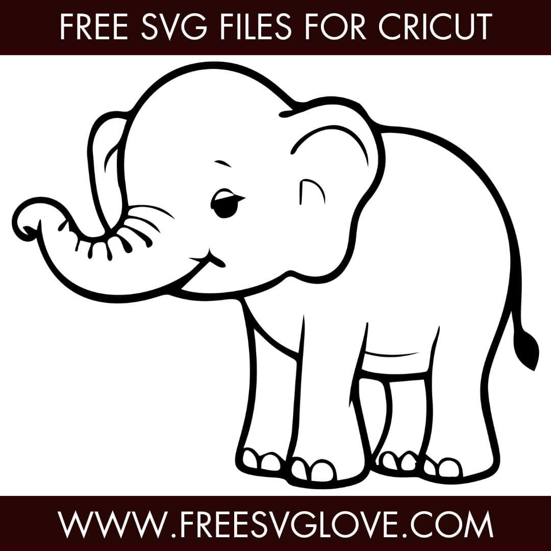 Elephant Outline SVG Cut File For Cricut