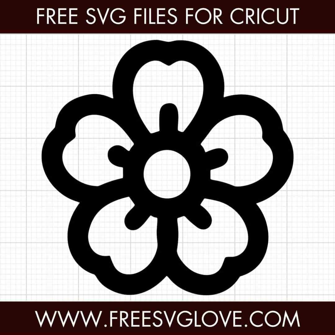5 Petals Flower Outline SVG Cut File For Cricut